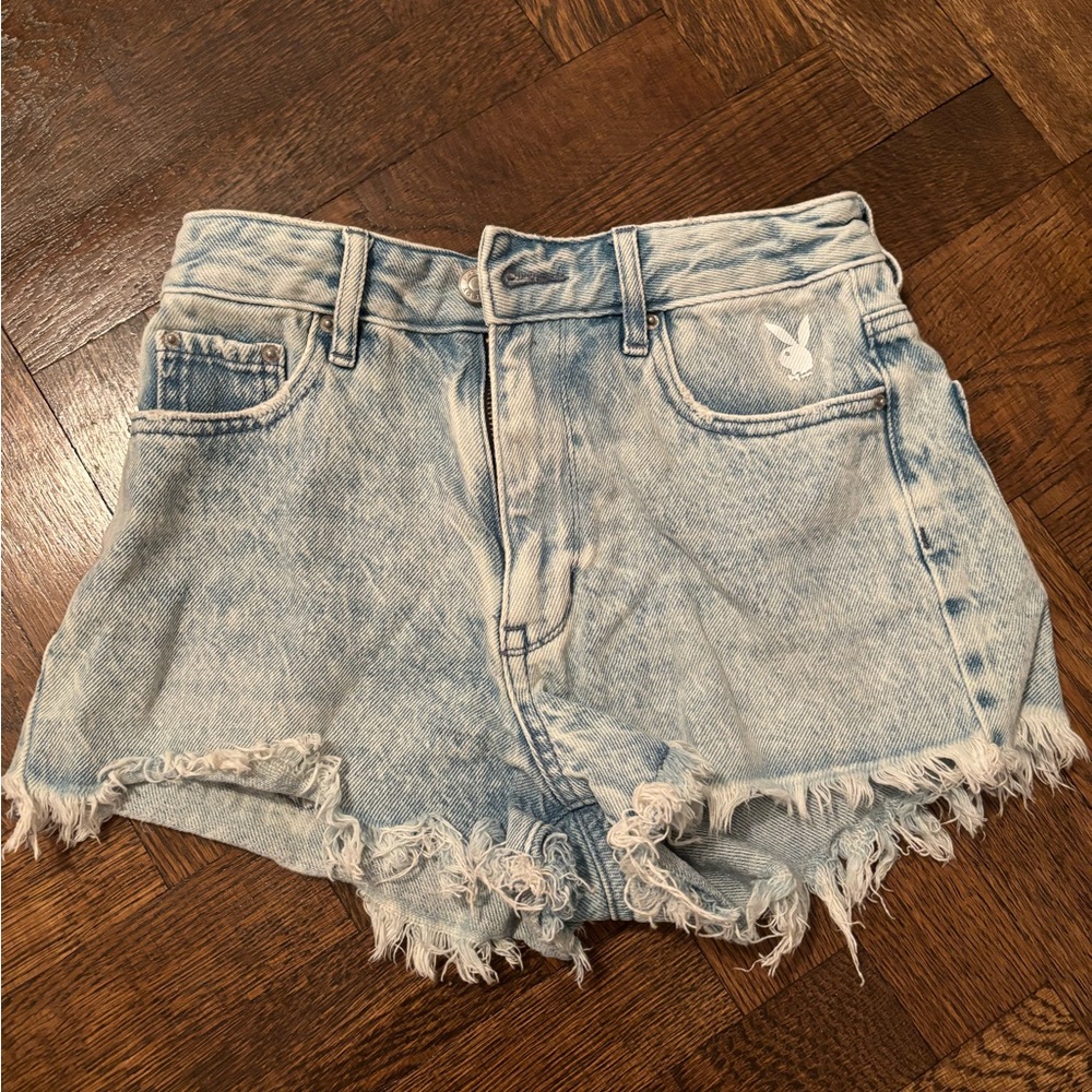 PacSun play boy bunny light wash high wasted jeans shorts